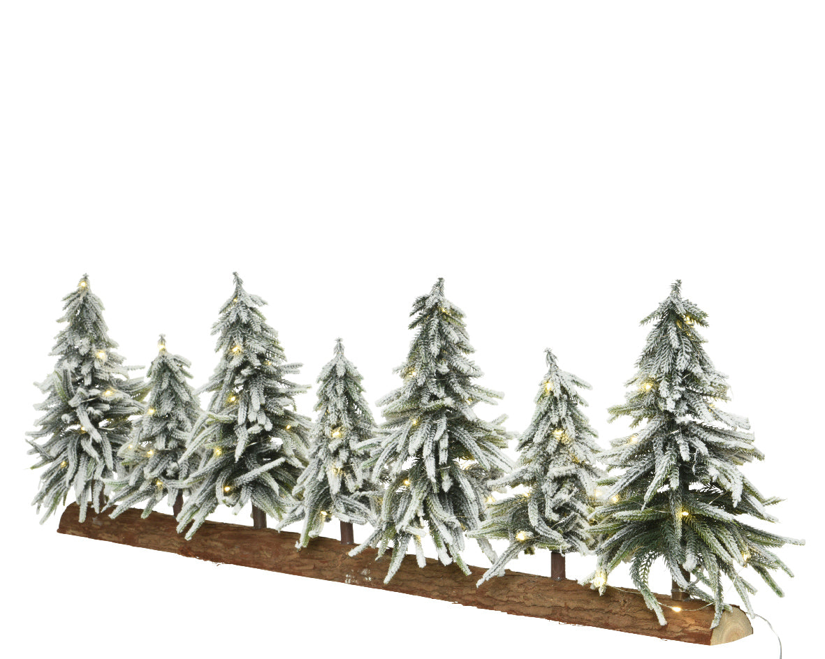X-Large Mini Trees Table Decoration with Warm White LEDs & Wooden Foot - 105cm