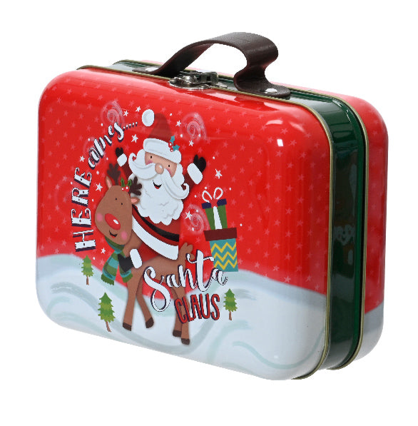 Christmas Storage Tin Case with Handle