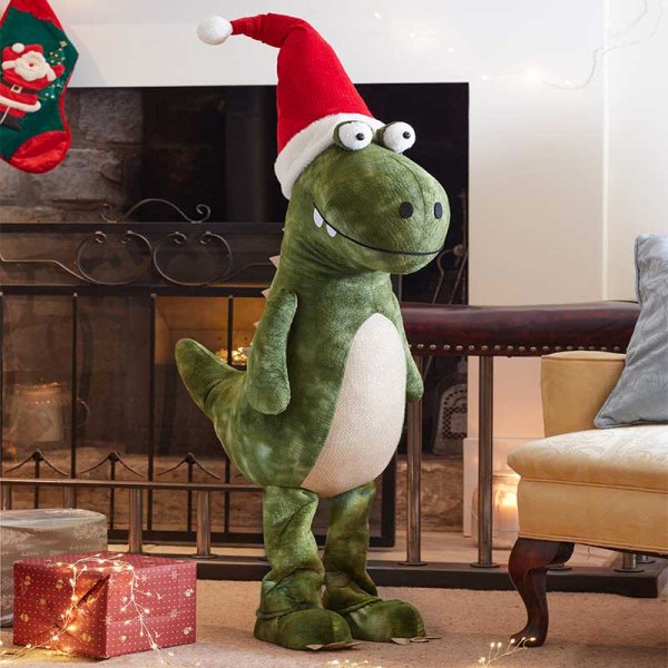 Humongous Sir Roar-A-Lot Christmas Standing Festive Dino Green Dinosaur - 135cm