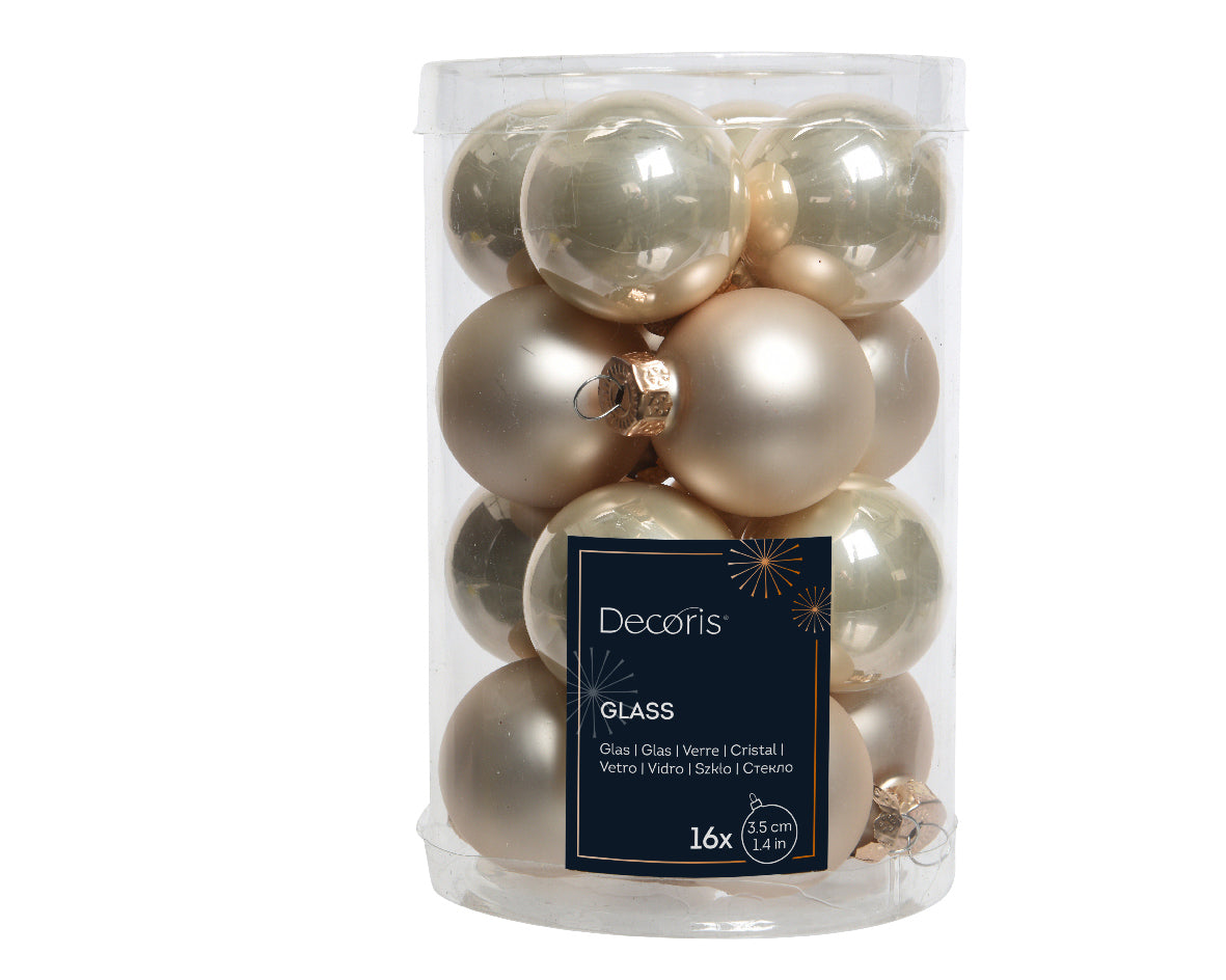 Pearl Glass Baubles in Matt & Enamel Finish - Tube of 16