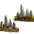 Pine Trees with Berries or Mushrooms Log Decoration