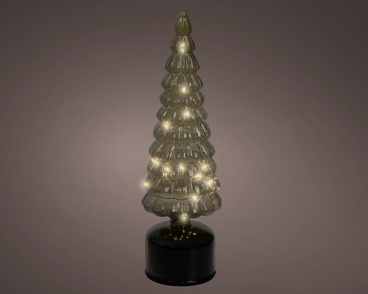 Micro LED Flashing Effect Rotating Tree Glass Ornament - 34cm