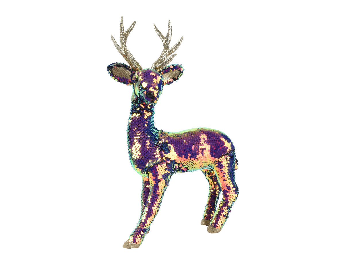 Reindeer Polyester Ornament with Sequins and Glitter
