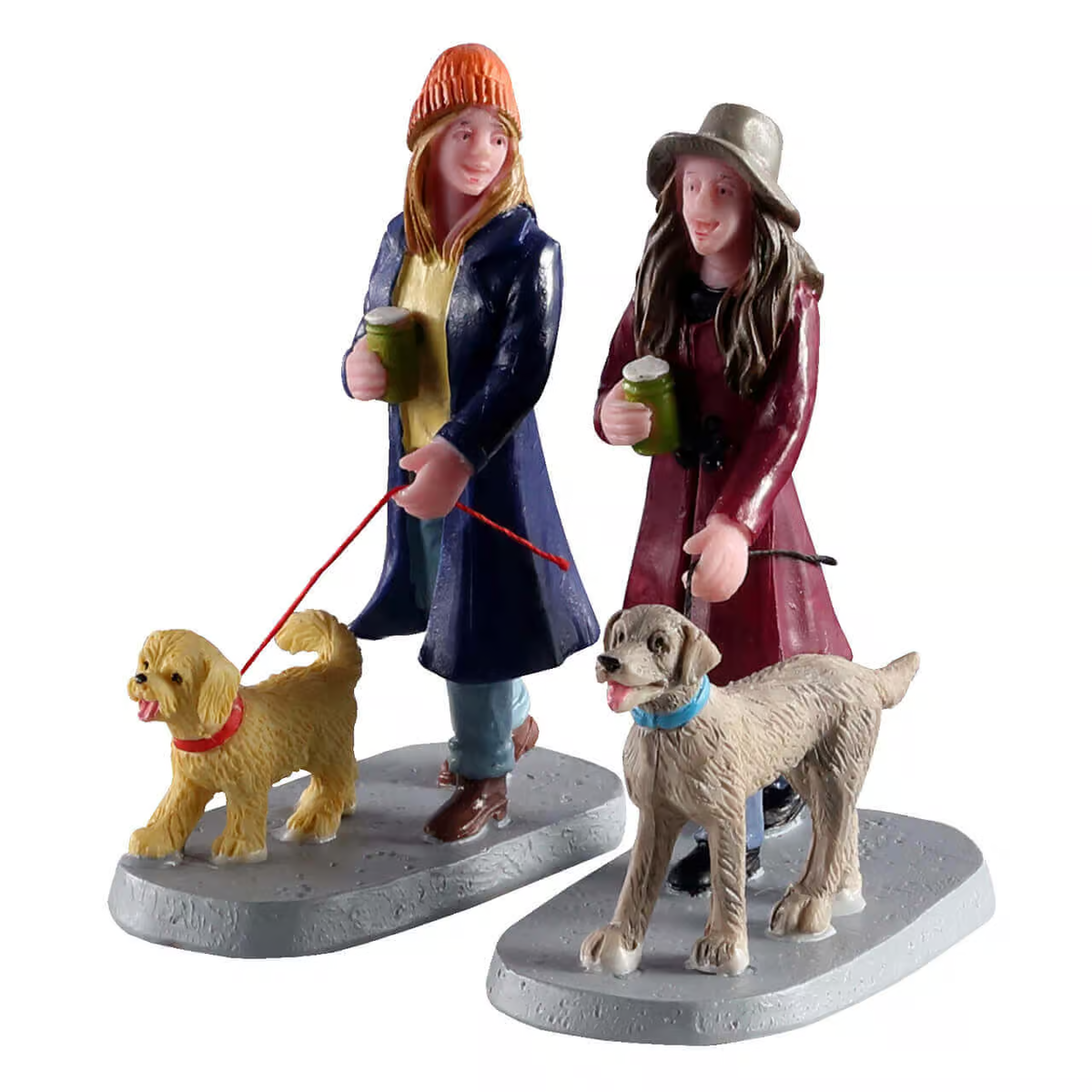 Lemax- Multi Tasking - Ladies Dog Walking Christmas Village Figurines - Set of 2