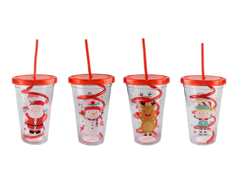Christmas Cup & Twist Straw - Single
