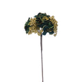 Festive Green & Gold Glitter Flower Hydrangea Stem - 40cm