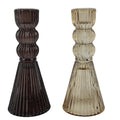 Glass Ribbed Candleholder - 15cm