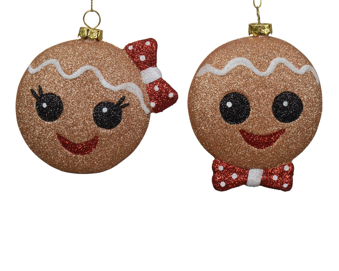 Gingerbread Glitter Head Shatterproof Christmas Bauble