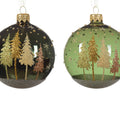 Shiny Green Transparent Bauble with Tree Scenery