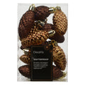 Set of 12 Shatterproof  Shiny and Glitter Espresso Shatterproof Pinecone Baubles