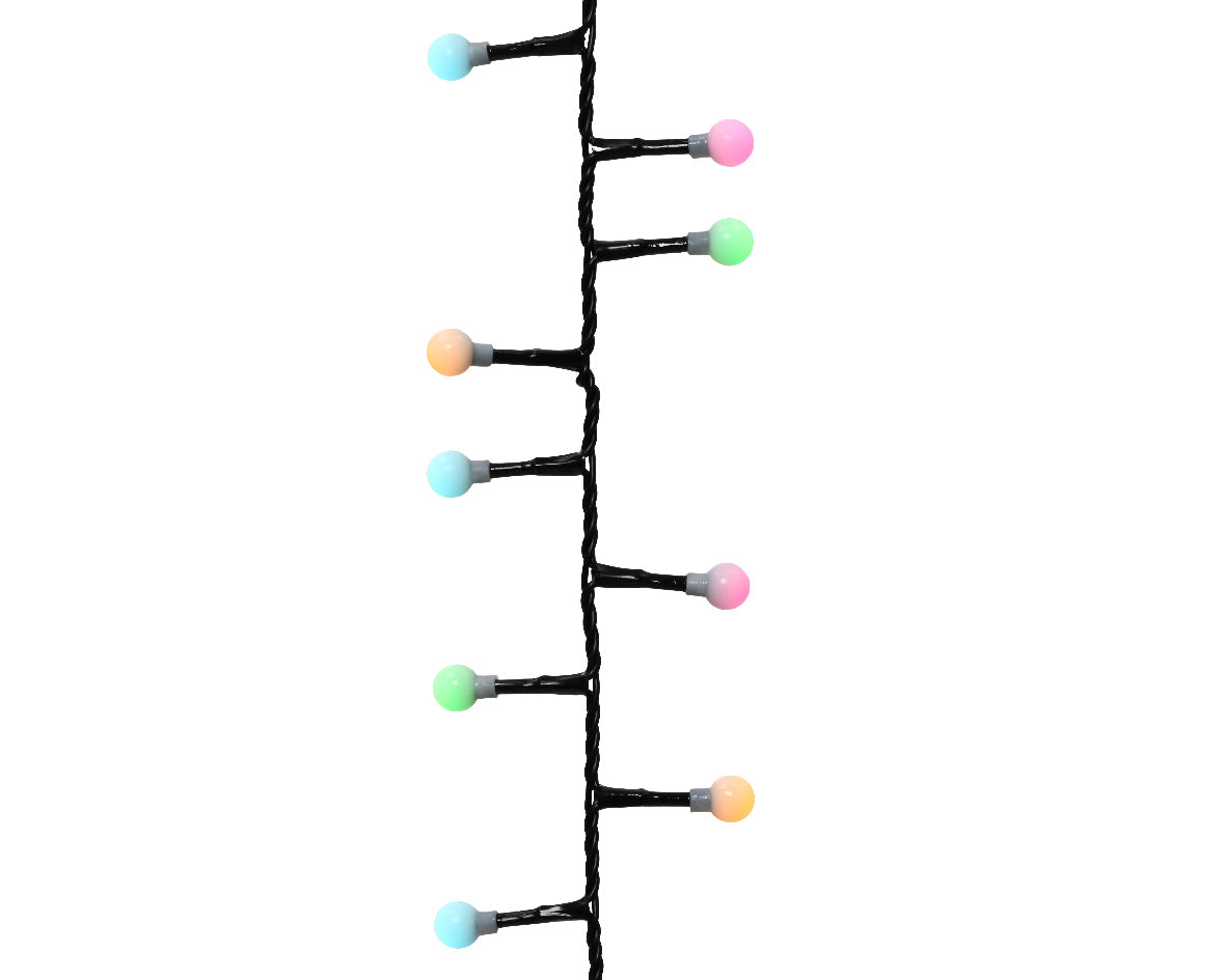 Multicoloured LED Cherry Compact Twinkle Outdoor Lights with 7.5m Black Cable - 350 LEDs