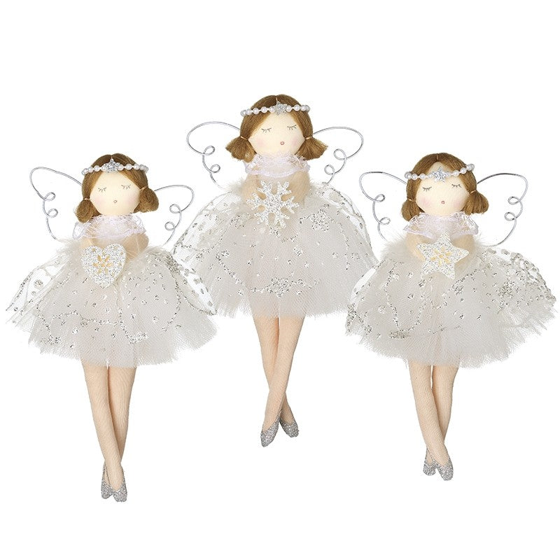 Hanging Angel Girl in White Net Skirt