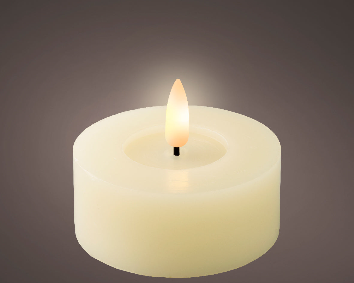 Set of 2 Cream LED Wax Wick Tealight Candle - Real Flame Effect Technology