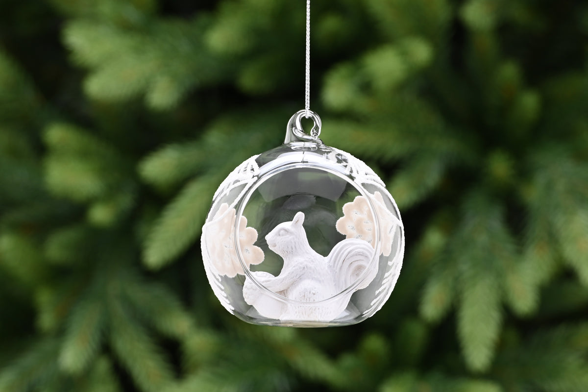 Clear Glass Open Bauble with Squirrel Inside