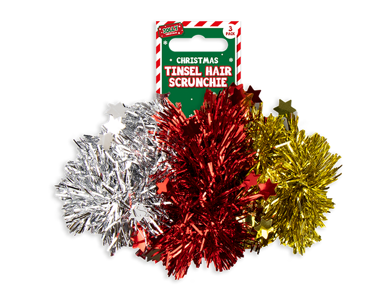 Tinsel Hair Scrunchies - Pack of 3