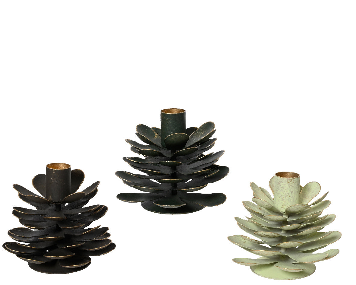 Pinecone Look Metal Candle Stick Holder