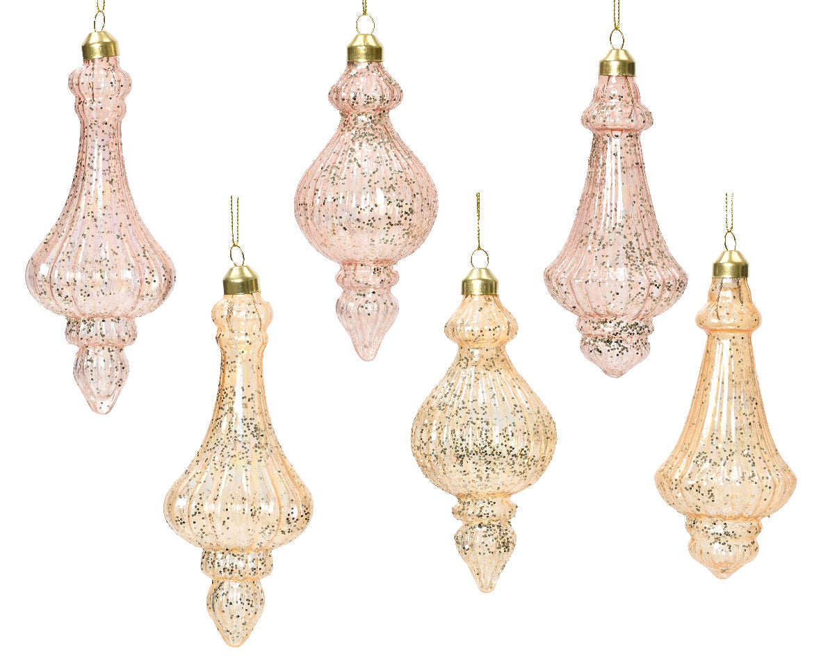 Glass Hanging Finale Bauble with Iridescent Finish - 15cm