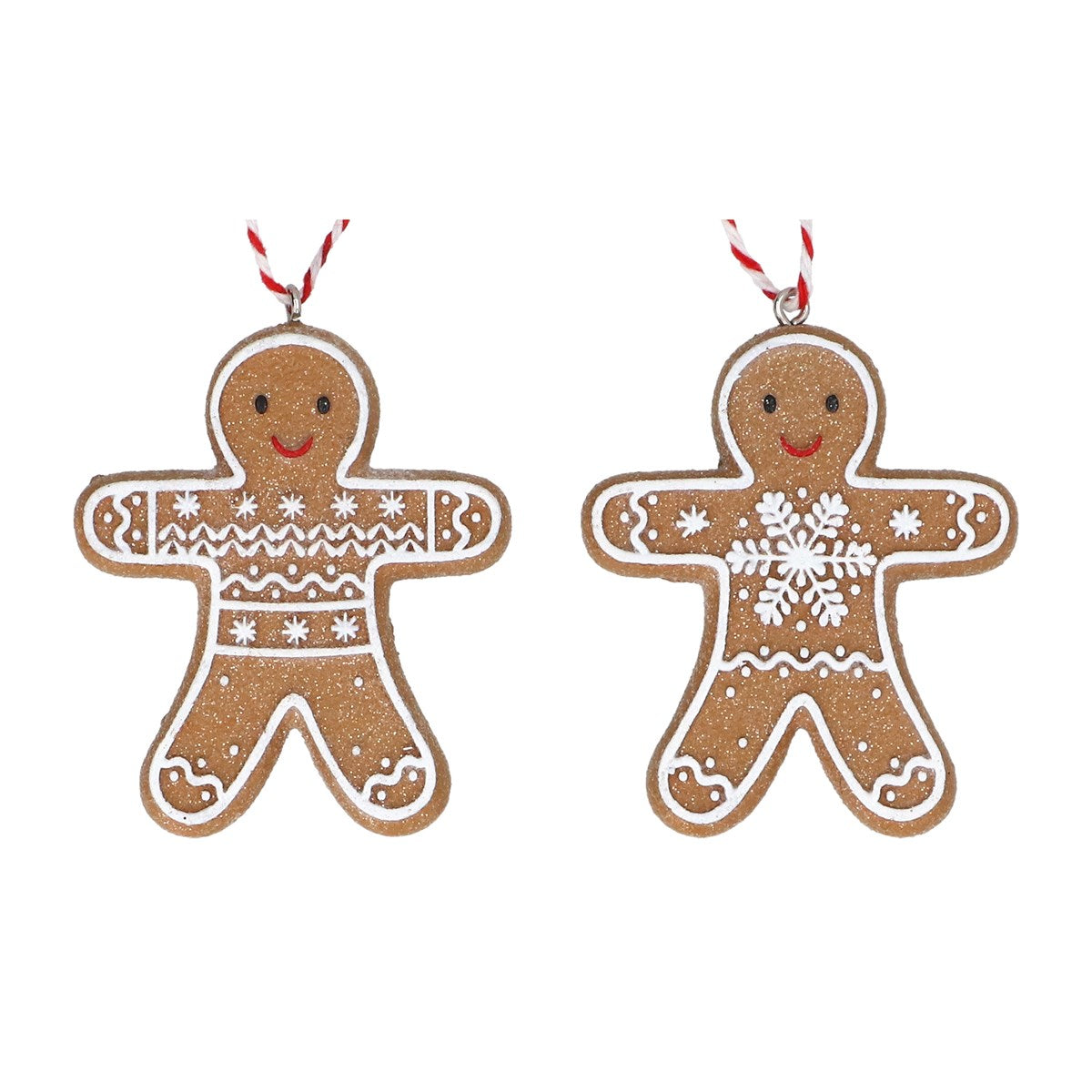 Gisela Graham - White Iced Resin Gingerbread Man Hanging Decoration Single - 6cm