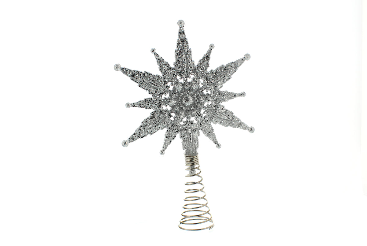 Silver Glitter Star Tree Topper