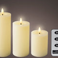 LED Set of 3 Cream Wax Candles with Flame Effect