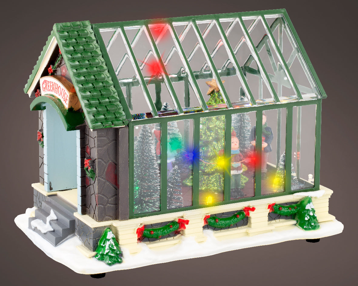 Lumineo Christmas Village Greenhouse with Lights
