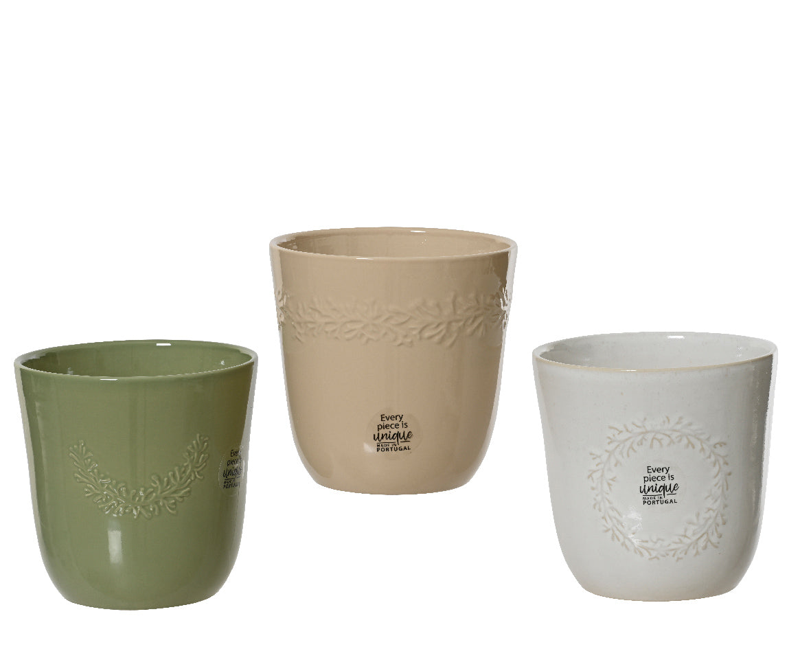 Shiny Finish Stoneware Planter - 13cm