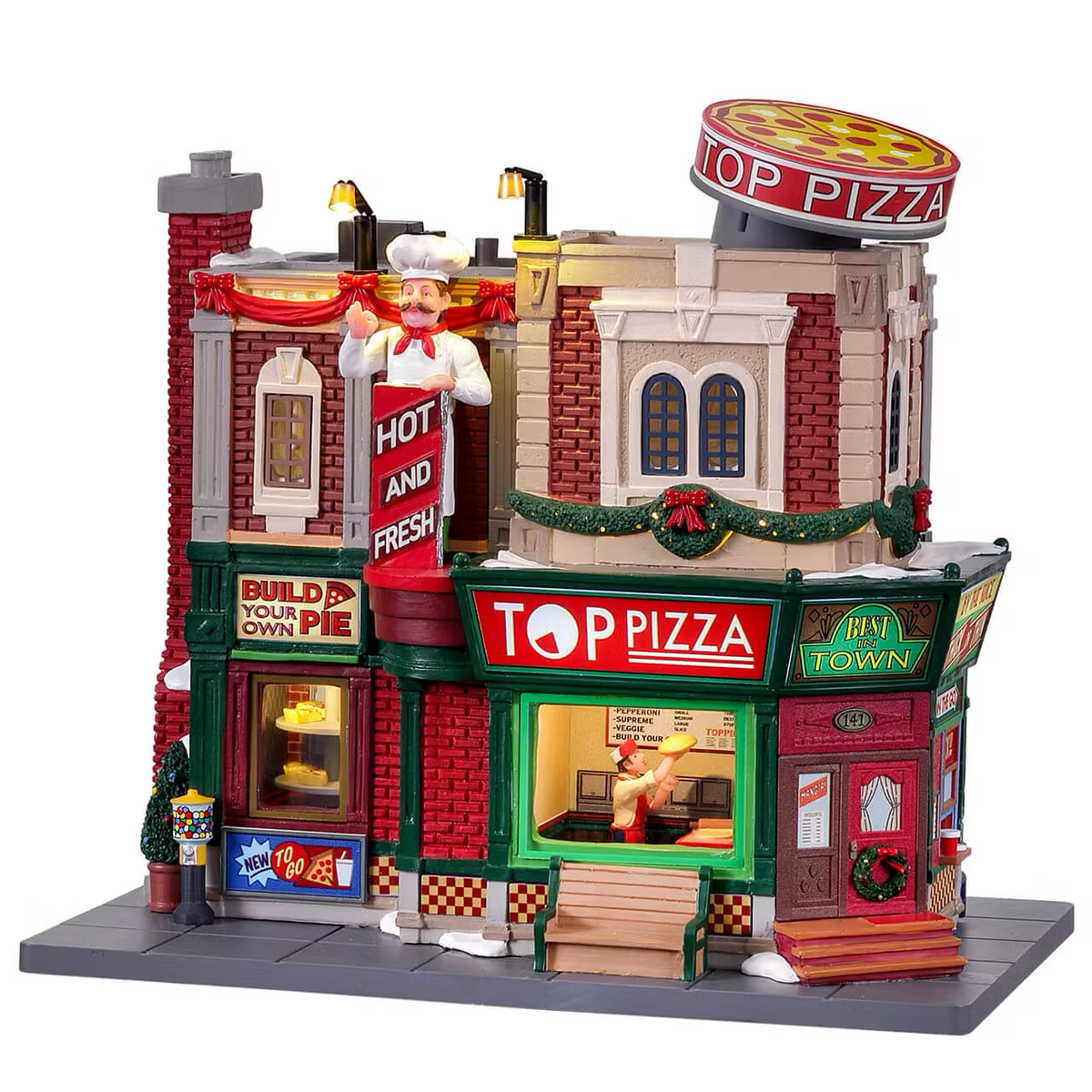 Lemax Top Pizza Shop - with Lights, Sound & Motion