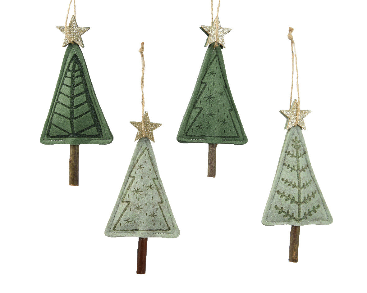 Felt Glitter Christmas Tree Bauble with Star