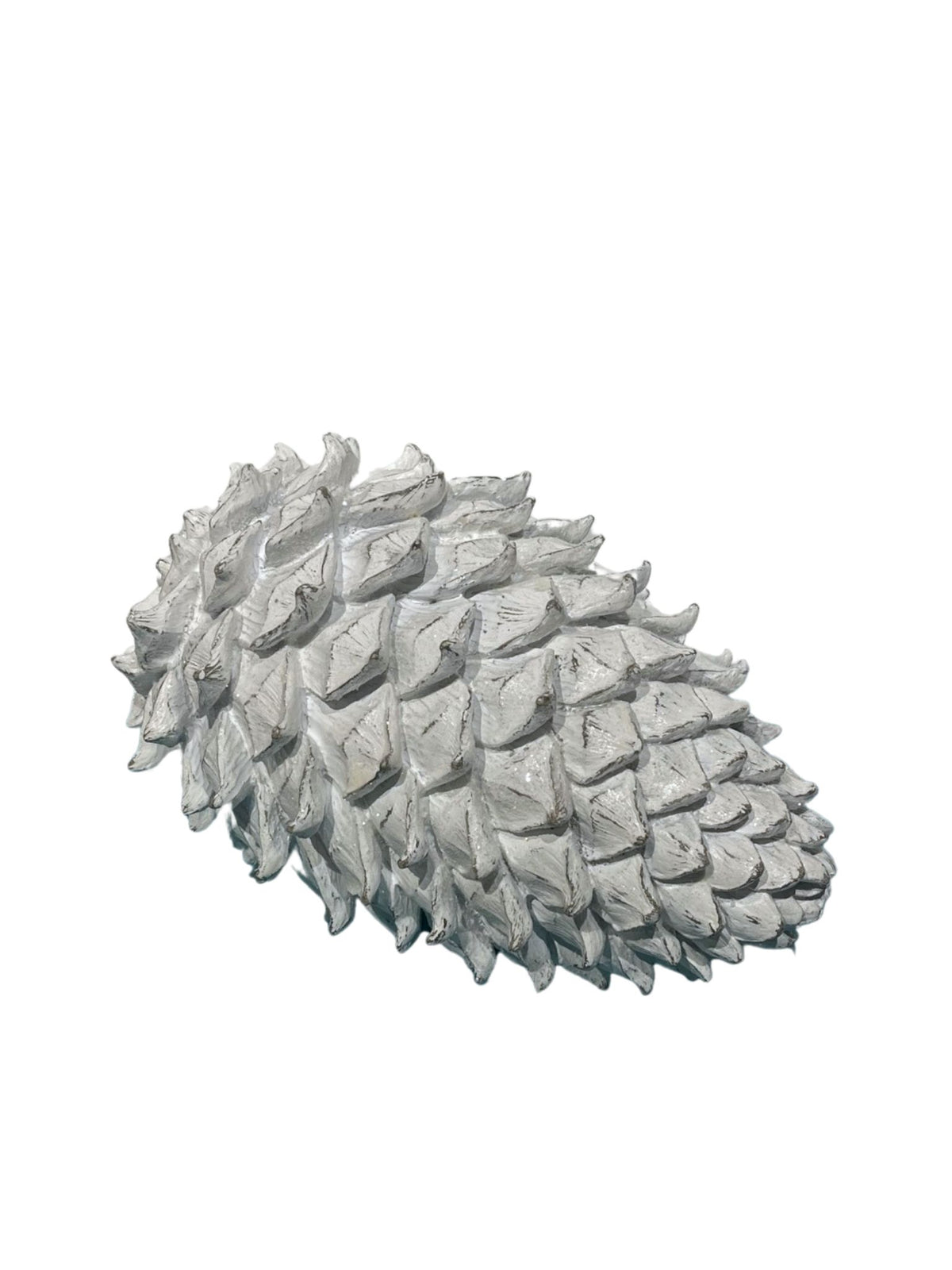 Resin White Glitter Pinecone Tabletop Decoration