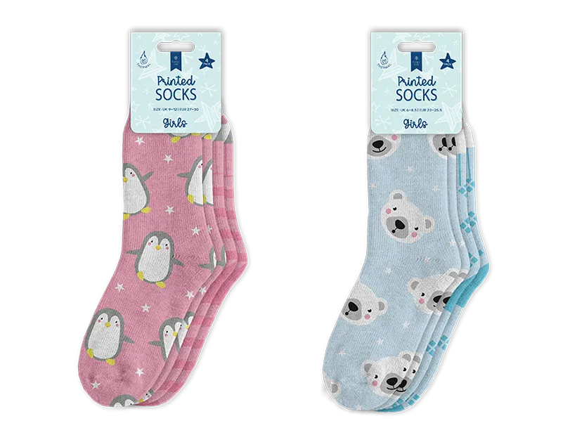 Kids Printed Thermal Socks - Pack of 4