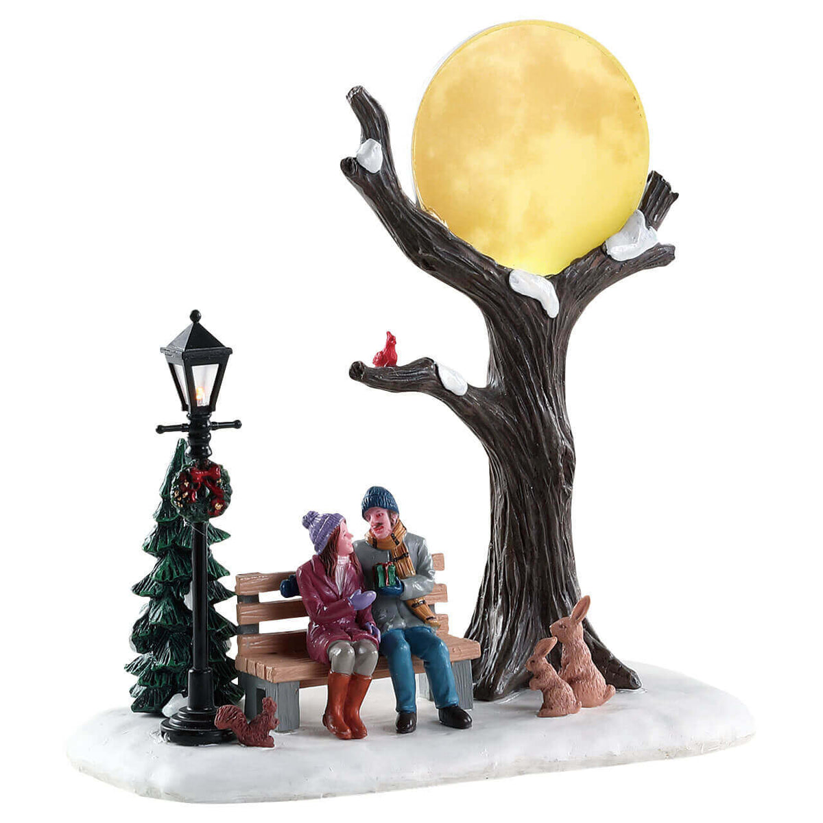 Lemax - Christmas Moon Park Bench Scene with Lights