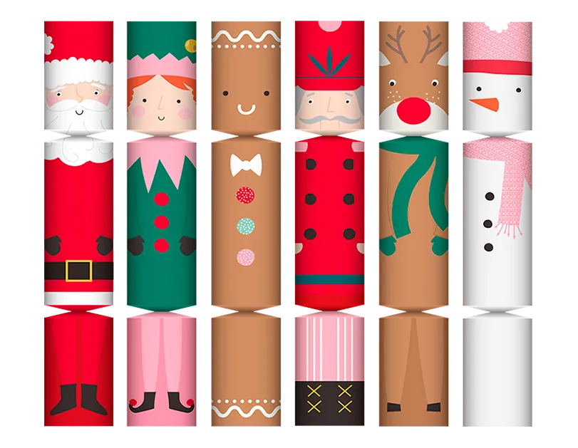 Christmas Characters Luxury Crackers - Pack of 6