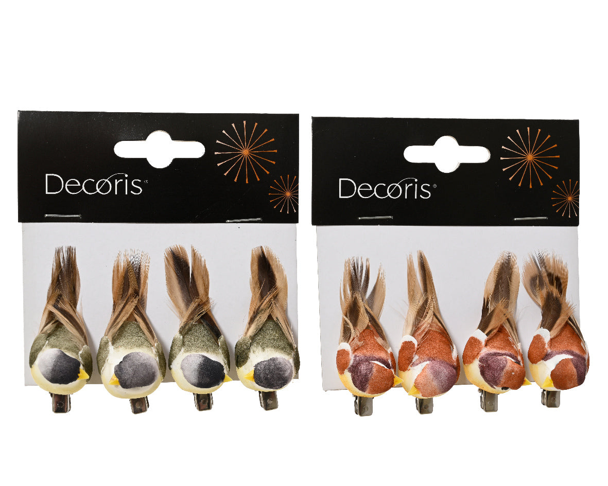 Woodland Bird on Clip Decoration - Set of 4