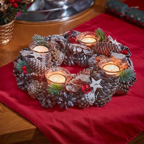 FrostStar Ring Quartet Candle Tealight Holder - 33cm