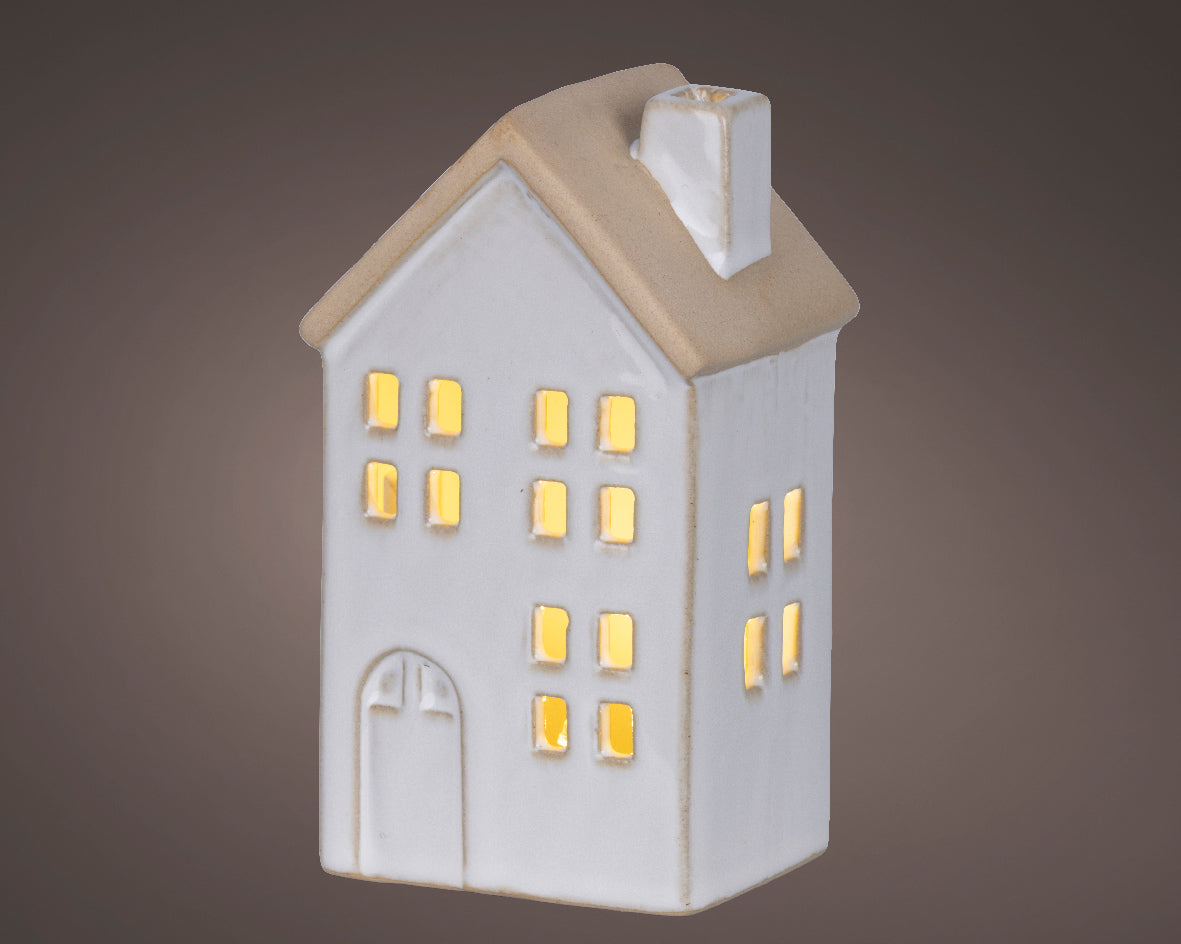 LED Light Up White Porcelain House Decoration