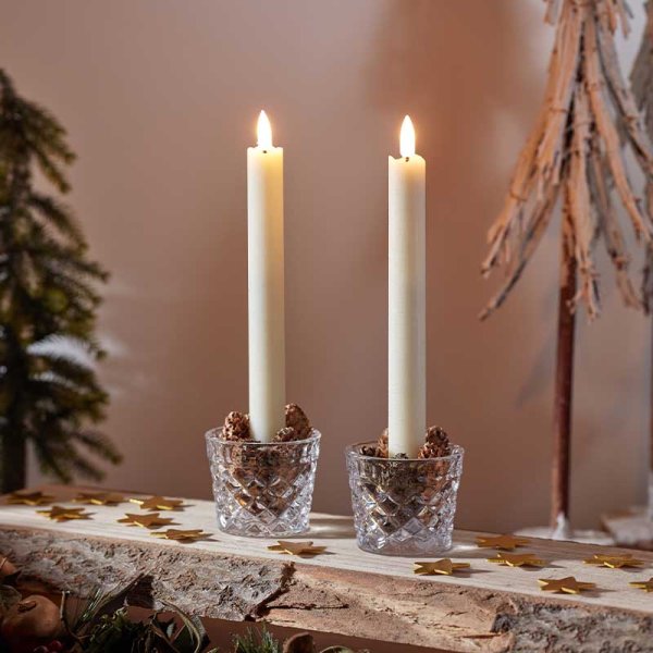 Faux Flame Cream Table Dinner Candles - Pack of 2