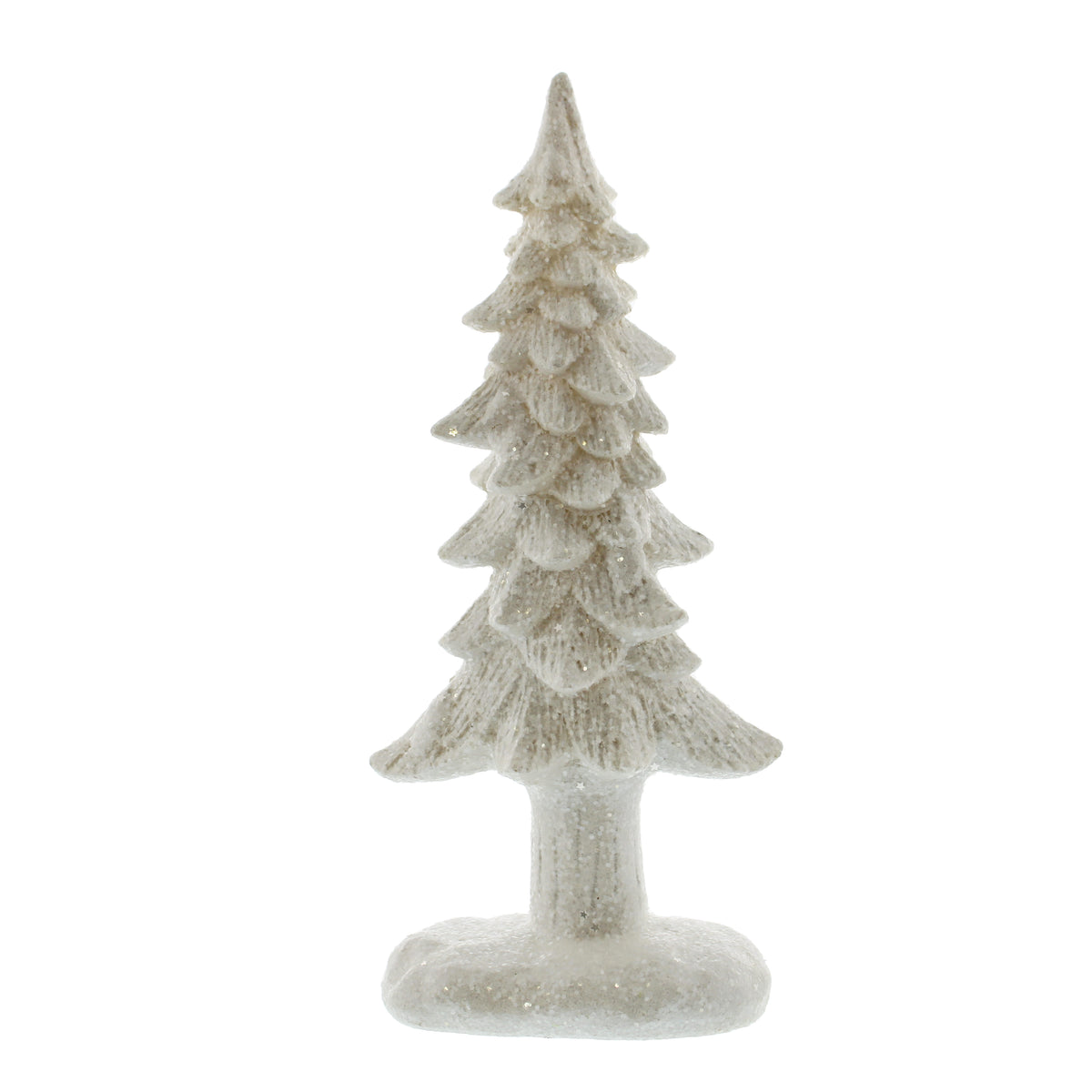 Polyresin White Frosted Glitter Christmas Tree Ornament