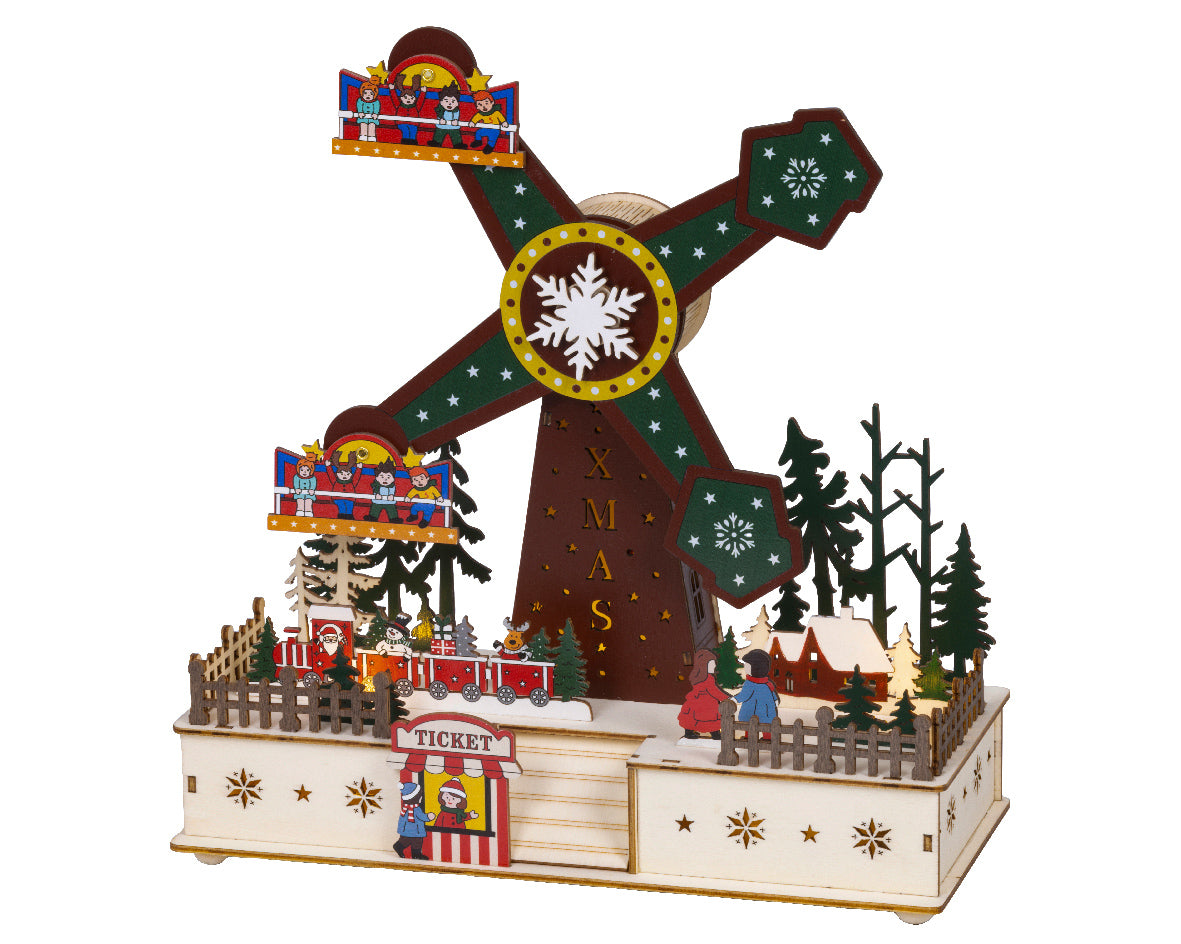 Wooden Warm White Light Up Fair Ride with Motion – Southwood Christmas Shop