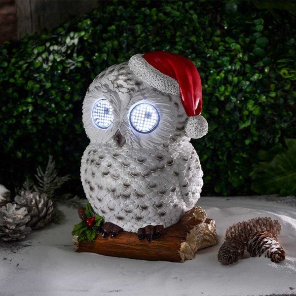 Christmas Blinkin' Snowy Owl with Moving Light Up Eyes