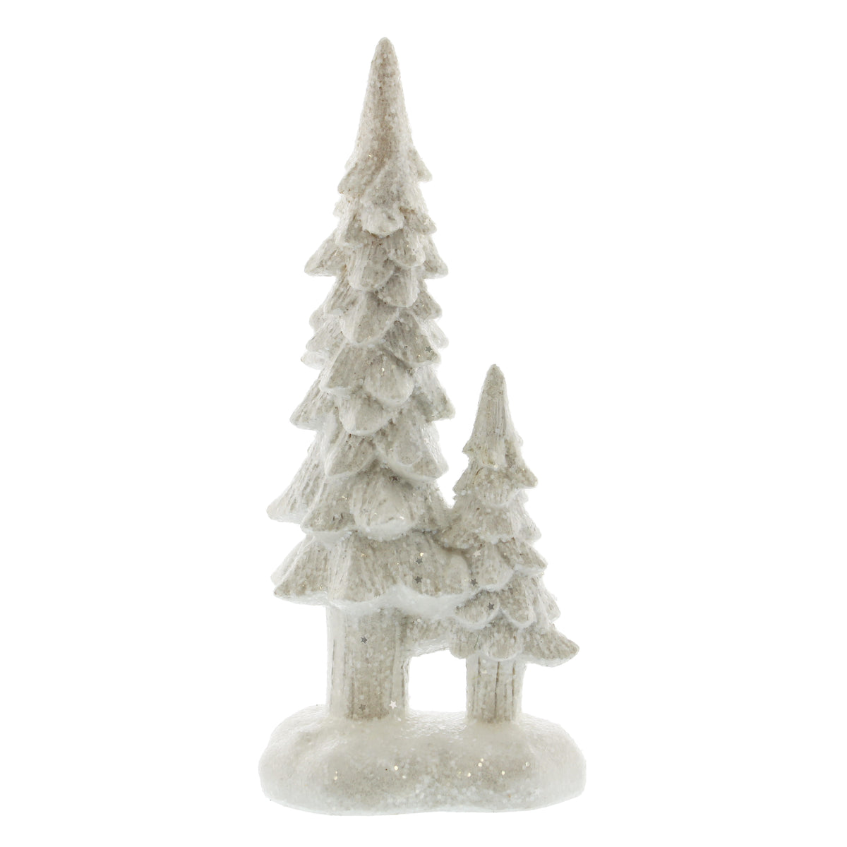 Polyresin White Frosted Glitter Double Tree Christmas Ornament