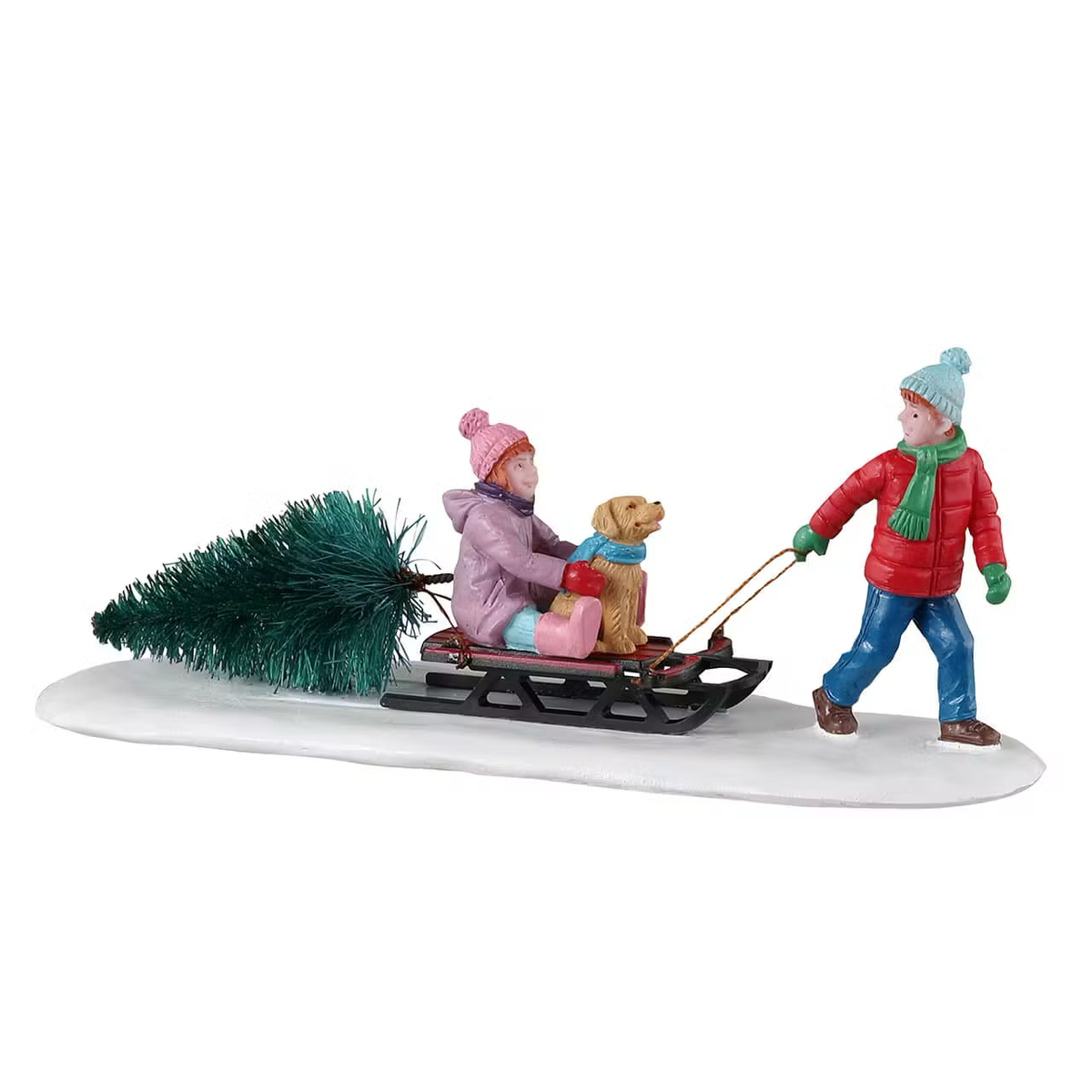 Lemax Bringing Home Our Tree Christmas Village Figurine with Boy, Girl & Dog