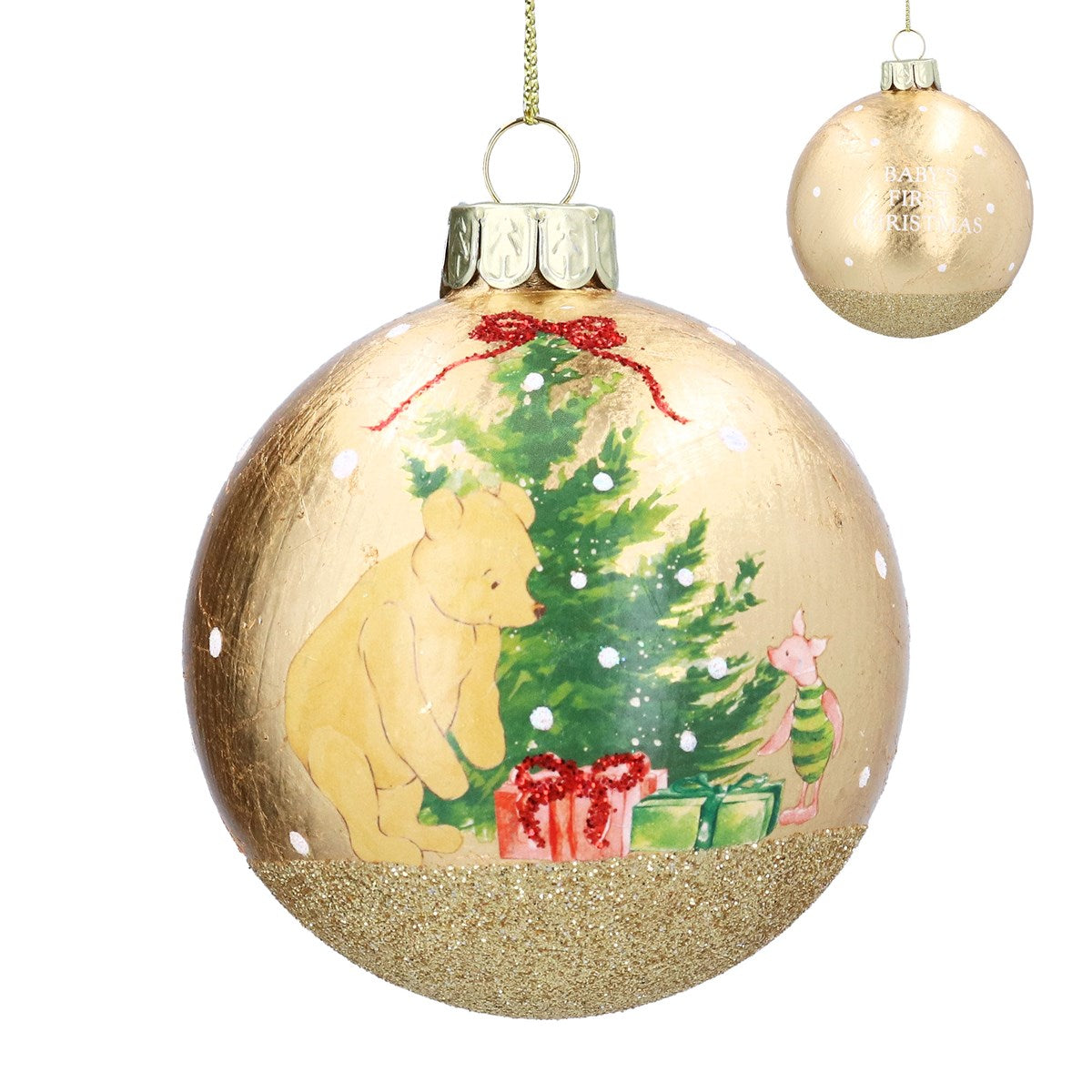 Gisela Graham - Winnie-The-Pooh Glass Ball Bauble - 8cm