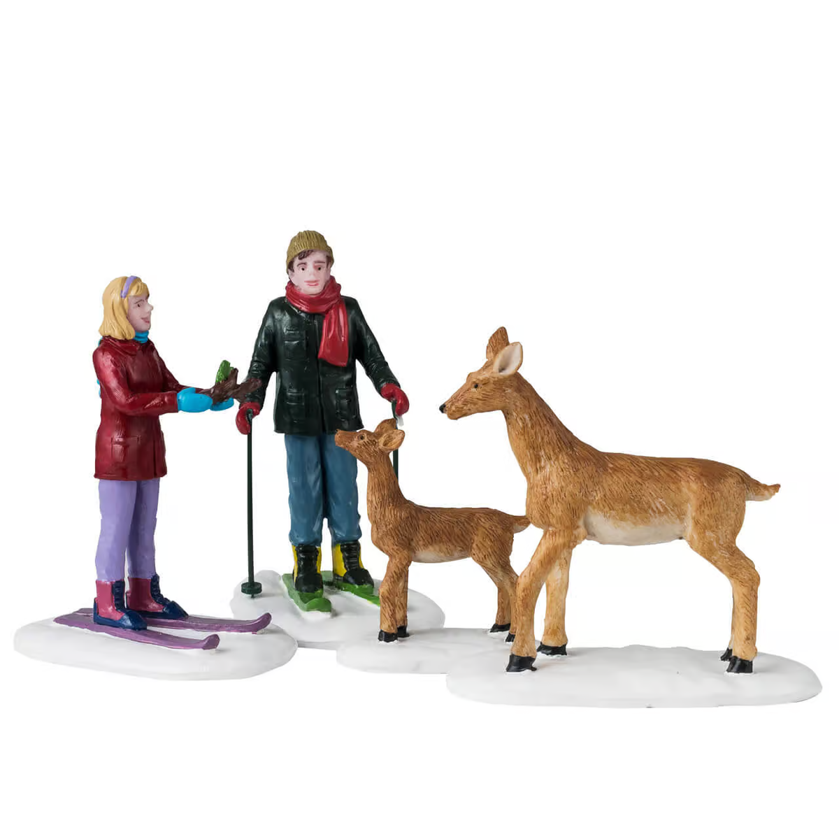 Lemax Friendly Wildlife – Skiers with Deer Christmas Village Figurines – Set of 4 – 2026