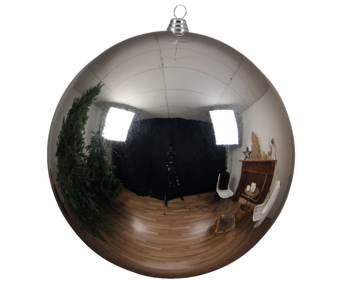Silver Large Shatterproof Shiny Bauble - 14cm