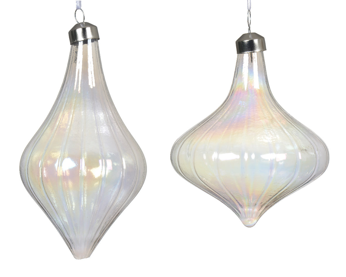 Iridescent Glass Shaped Bauble - 10cm