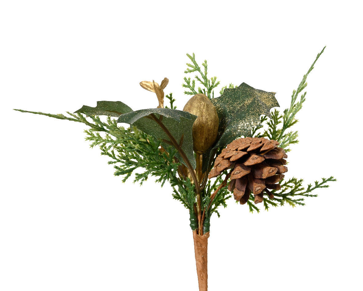 Gold Frosted Pinecone Pick