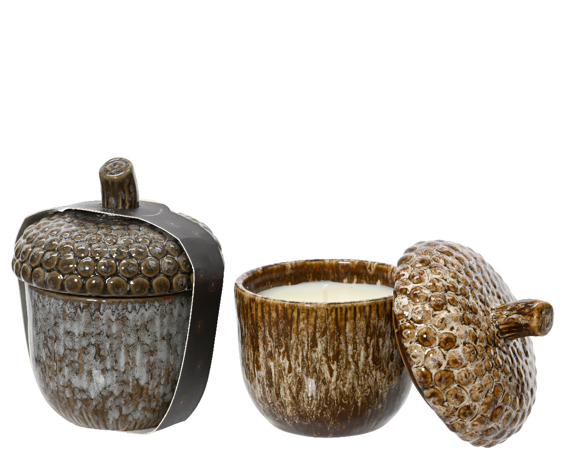 Ceramic Acorn Candle with Lid