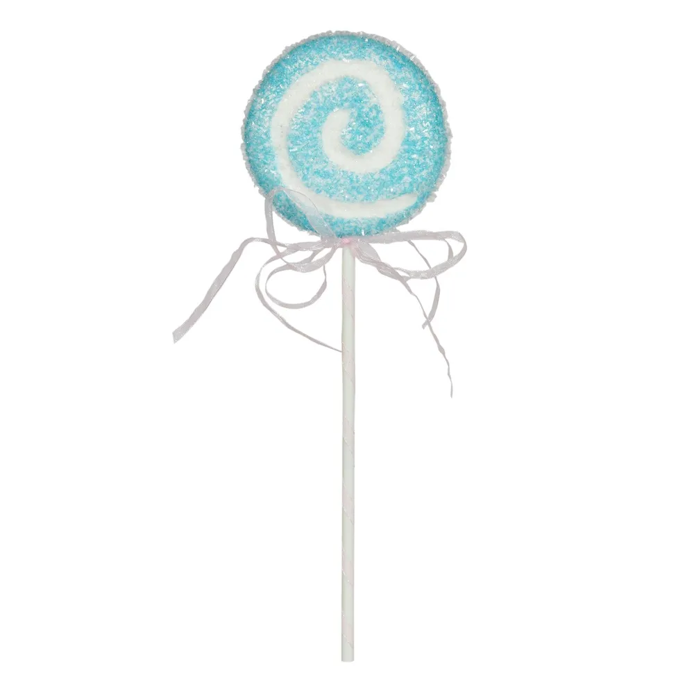 Turquoise & White Swirl Lollipop with Ribbon - H31cm