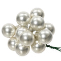 Silver Mini Glass Baubles on a Wire - Bunch of 10 (2.5cm) - Matt Finish