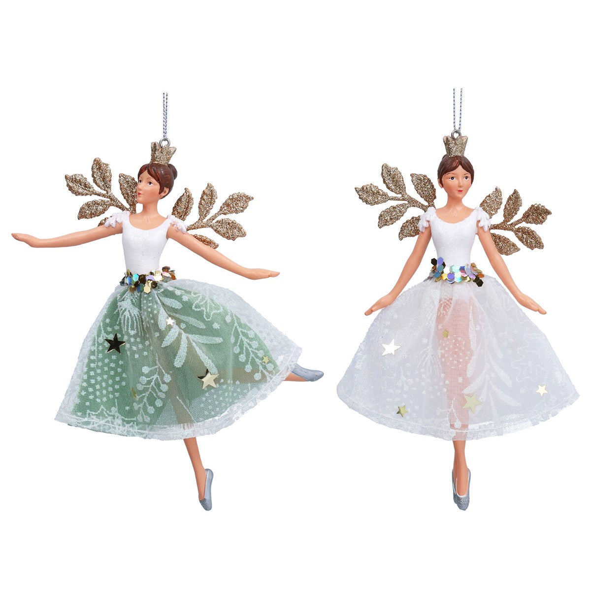 Gisela Graham - Green or Winter Palace Resin Fairy Christmas Decoration - 17cm
